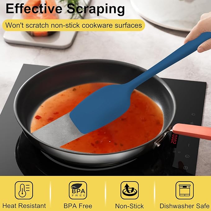 4 Pcs Silicone Spoon Spatula Set, 11.4 In, Food Grade Rubber Spatulas - Image 5