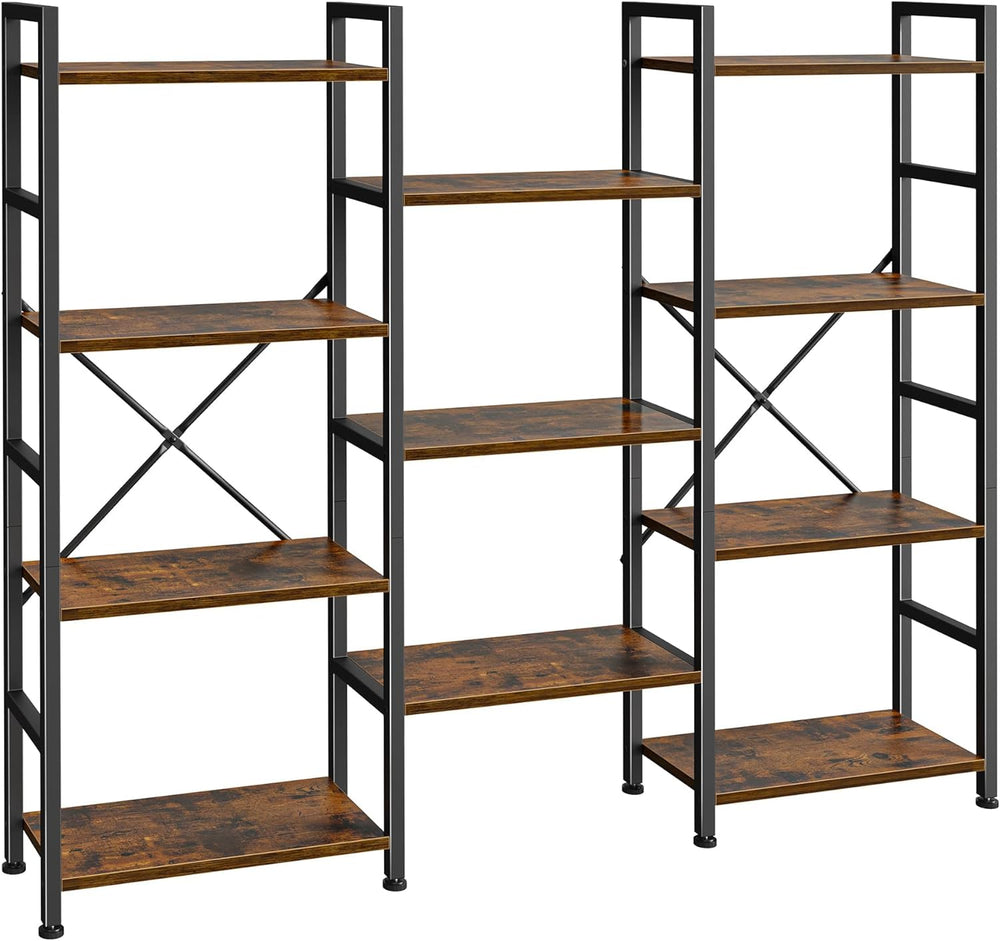 SUPERJARE Triple Bookshelf, Bookcase with 11 Open Display Shelves, Wide Book ...