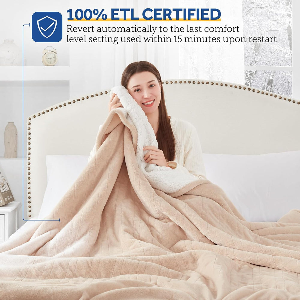 Sealy Electric Blanket Queen Size Heated Dual Control Auto Shutoff 84"x9...