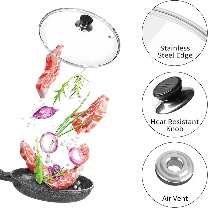 8 Inch Pan Lid, Tempered Glass Cast Iron Lids - Image 4