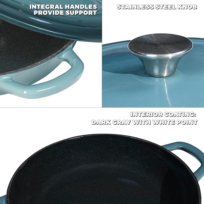 Flavehc Braiser Enameled Cast Iron Braiser 3 qt Braiser Pan - Image 4