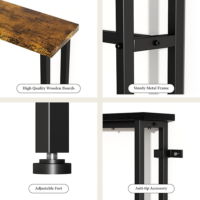 GRLEAF 39" Narrow Console Sofa Table with Built-in Power Strip (4 AC Out...