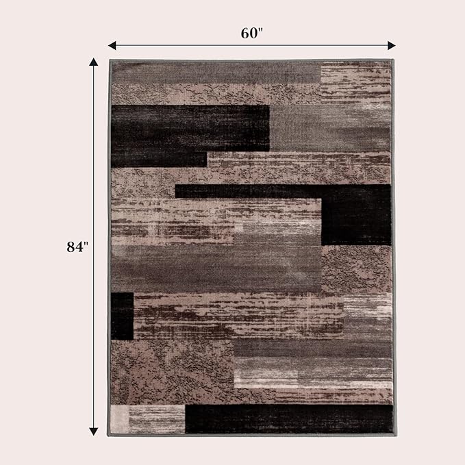 5x7 Washable Area Rugs for Living Room and Bedroom, Vintage Checkered Pattern - Image 2