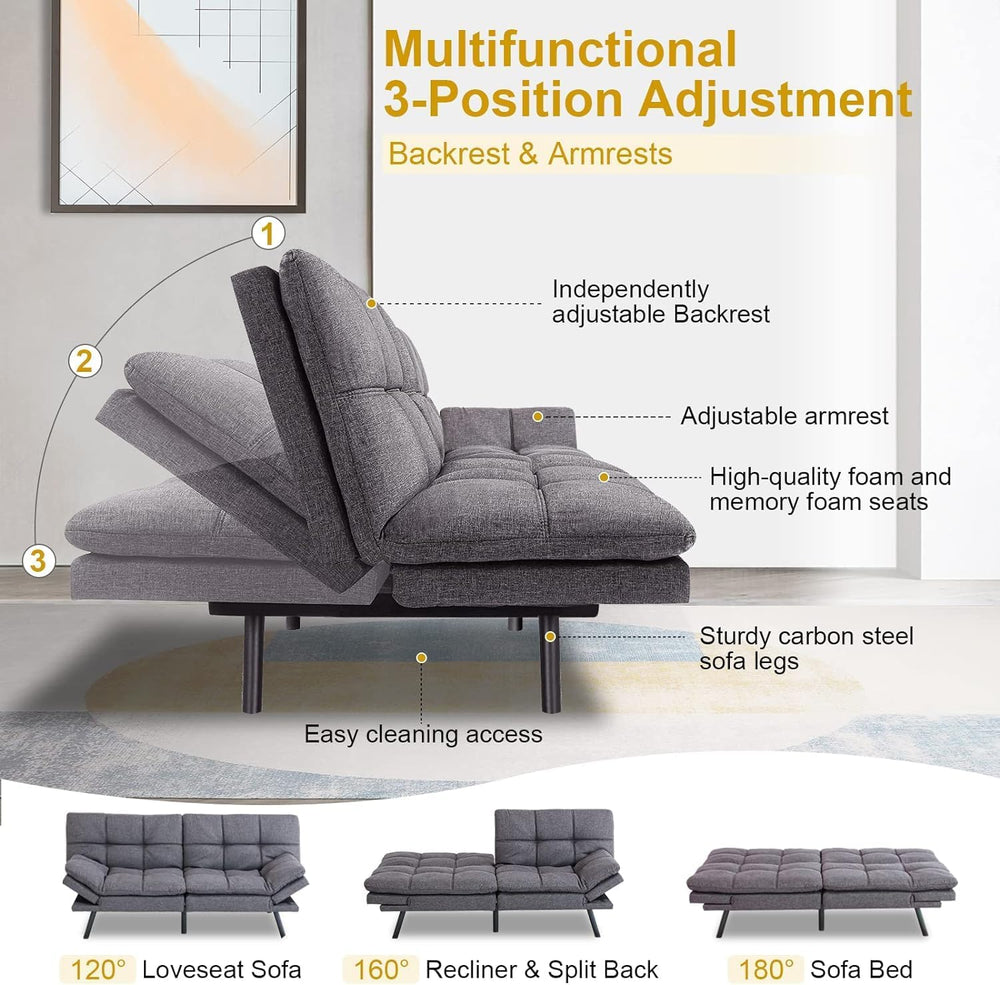 MUUEGM Futon Sofa Bed, Convertible Sofa Sleeper for Compact Space,Apartment, ...