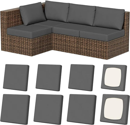 8Pcs Stretch Patio Cushion Covers, Outdoor Couch & Sofa Replacement Slipcovers by VORSHAPE