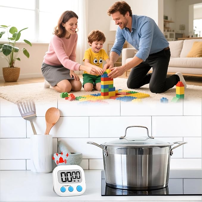 Timer for Kids Teachers Digital Kitchen Timers for Cooking Large Magnetic - Image 3