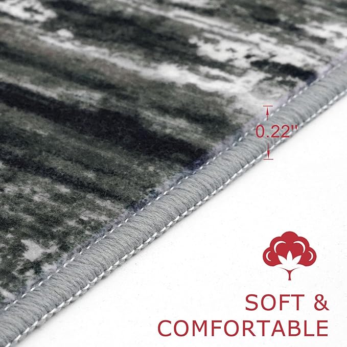 KOZYFLY Modern Abstract Hallway Runner Rug, 2.6x8 Washable Rug Runner Non-Slip - Image 2
