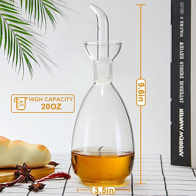 Affogato Glass Oil Bottle with Spout, Olive Oil Dispenser Vinegar Drizzler - Image 6