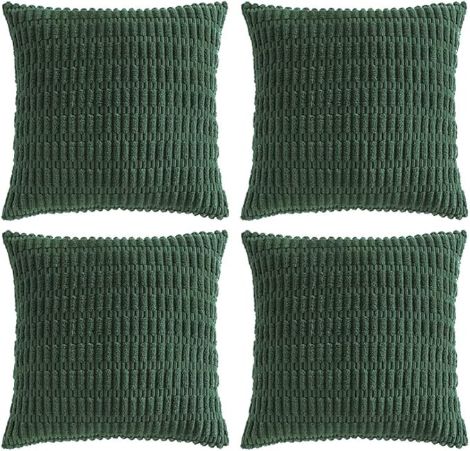 Fancy Homi Set of 4 Dark Green Boho Decorative Throw Pillow Covers 18x18 Inch by Fancy+Homi