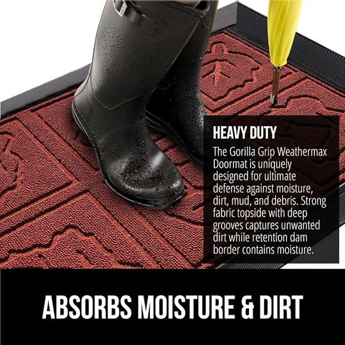 GORILLA GRIP 100% Waterproof All-Season WeatherMAX Doormat 35x23, US Designed - Image 4