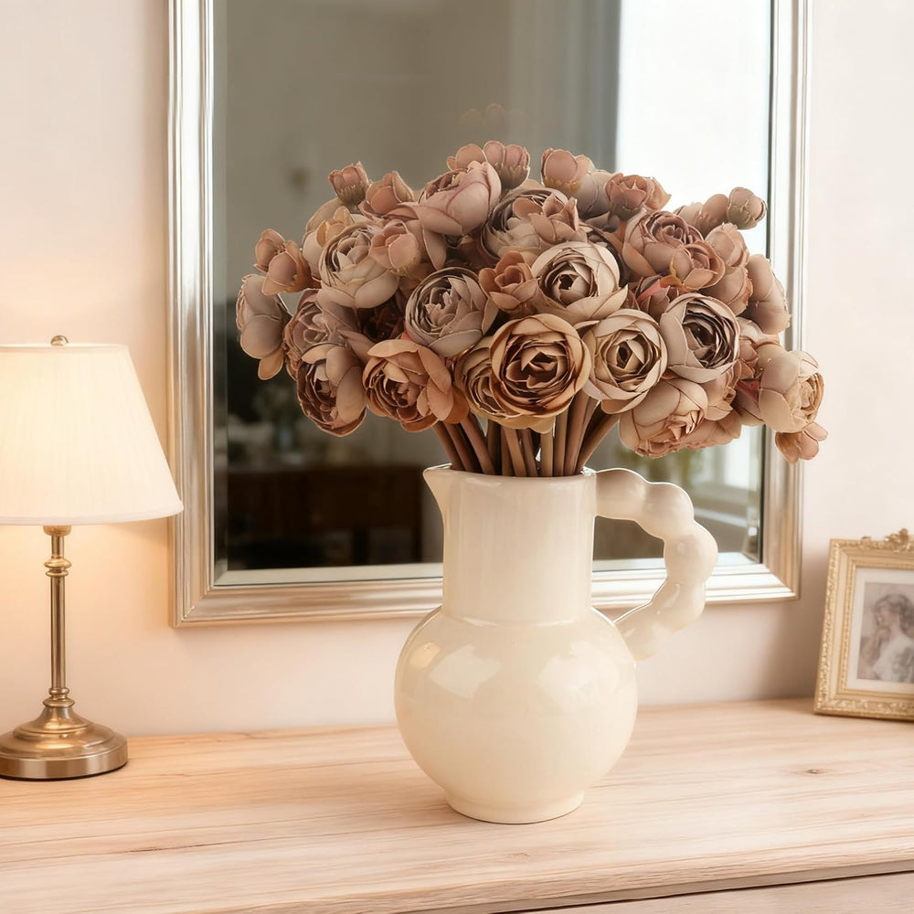 24 Stems Artificial Ranunculus Flowers - 96 Bloom Faux Silk Ranunculus Bouque...