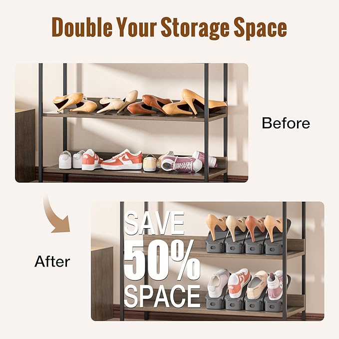 Neprock Shoe Slots Organizer, Shoe Rack Space Saver Organizador De Zapatos Grey - Image 5