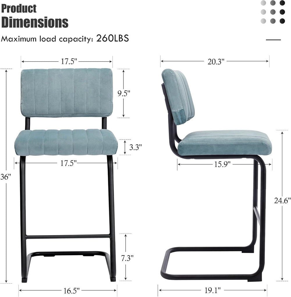 Flouki 24 Inch Bar Stools Set of 4, Cantilever Counter Height Barstools, Upho...