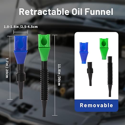 3-Pack Flexible Car Funnel for Oil Change, Retractable Snap-On Automotive Funnel - Image 5