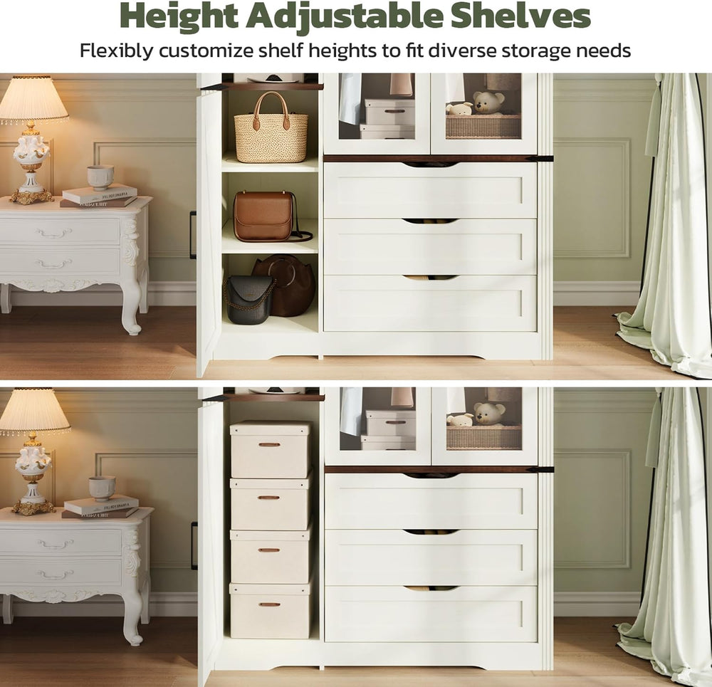 Concho 73'' Farmhouse 4 Doors Armoire Wardrobe Closet Antique White
