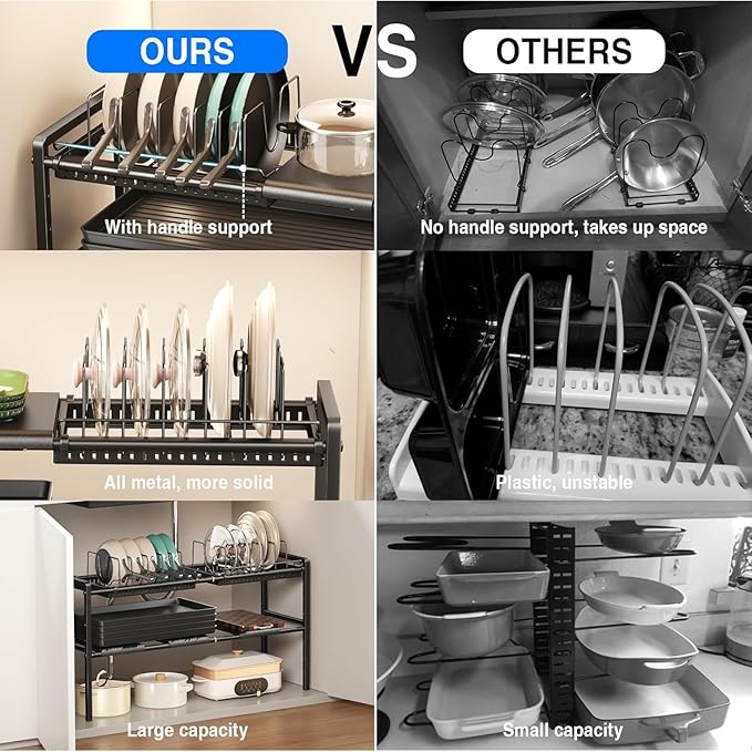 Mustorn Pots and Pans Organizer Under Cabinet, Expandable 1 Tier Under Sink - Image 5