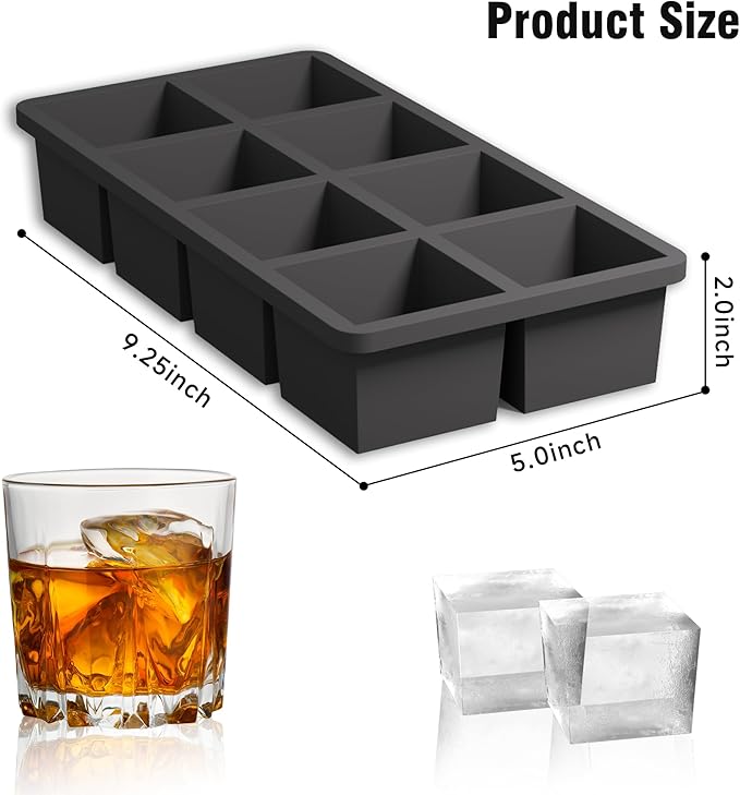 Samuelworld Large Silicone Ice Cube Tray Molds, Big 2 Inch Cubes 3 Pack - Image 2