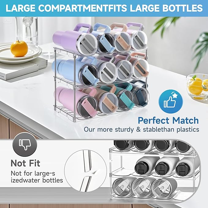 Larger Water Bottle Organizer for Stanley 40 oz Tumbler, Stackable Water Bottle - Image 4