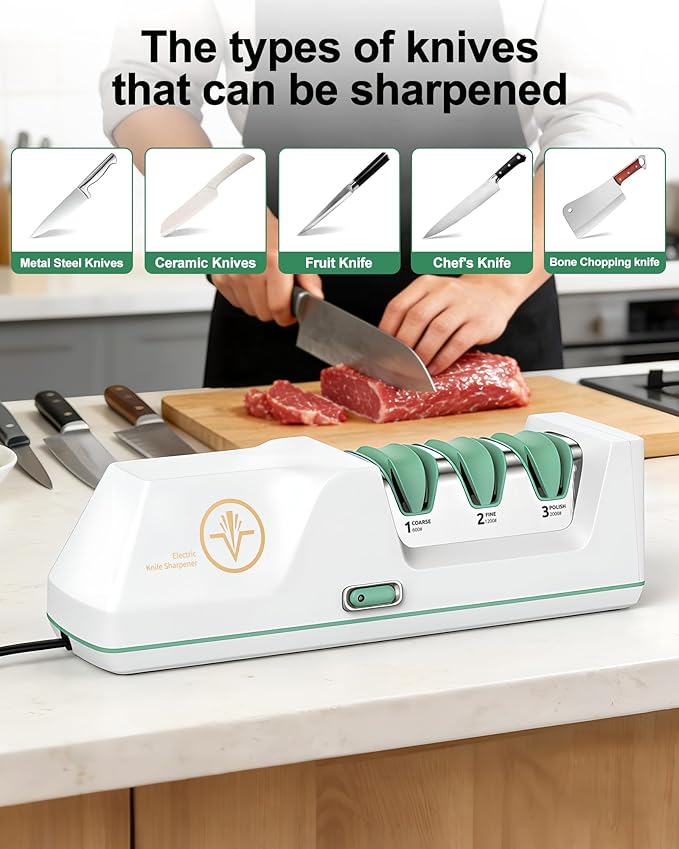 Electric Knife Sharpener with Replaceable Sharpening Head Easy to Change - Image 7