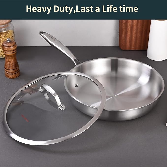 DELARLO Tri-ply Stainless Steel Frying Pan Set 8" 10" 12"