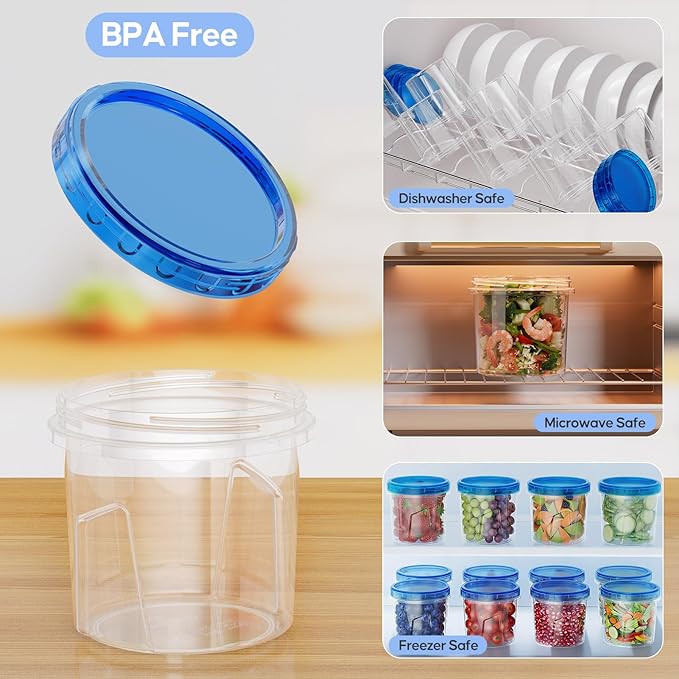 6 Pack-24 OZ Freezer Storage Containers Set, Small Plastic Containers - Image 5
