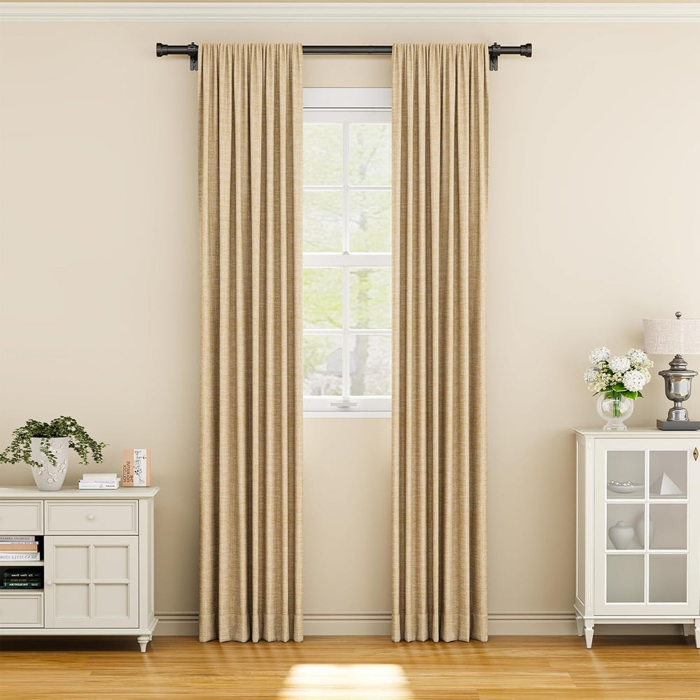 YaFex Curtain Rods 2 Pack 32-57 Inch, Heavy Duty 1 Inch Curtain Rod, Black Sh...