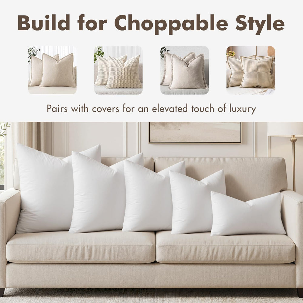 MIULEE 22x22 Pillow Inserts, Set of 2 Feather Down Throw Pillows
