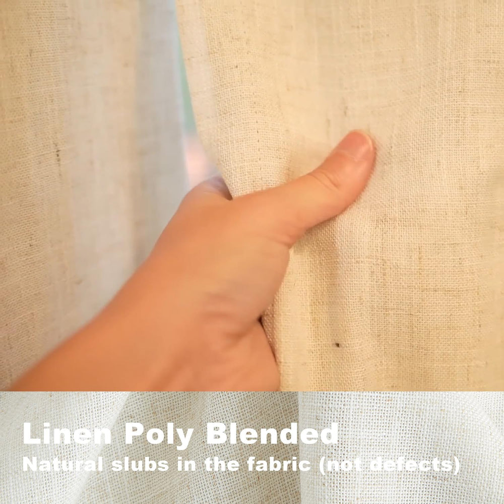 Vision Home Natural Pinch Pleated Full Blackout Curtains Linen Blended Room D...