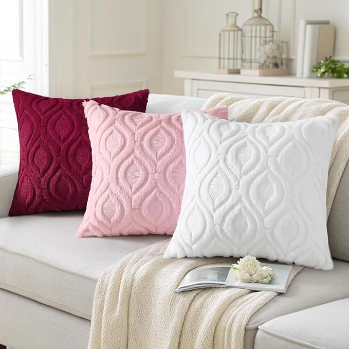 decorUhome Summer Throw Pillow Covers 26x26 Inch Set of 2, Soft Plush Faux Wool - Image 4