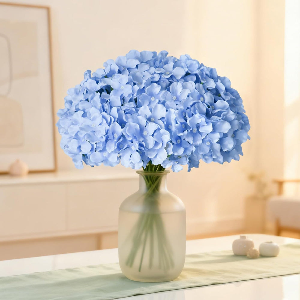 65Pcs Blue Hydrangea Artificial Flowers Bulk for Home Decor