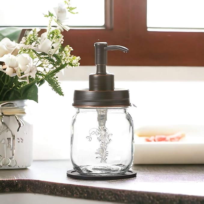12oz Mason Jar Oil Rubbed Bronze Soap and/or Lotion Dispenser - Image 4