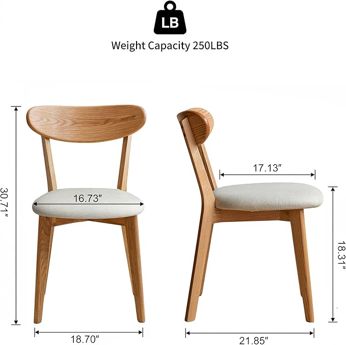 100% Solid Wood Dining Chairs,Mid Century Modern Dining Chairs with Upholster...