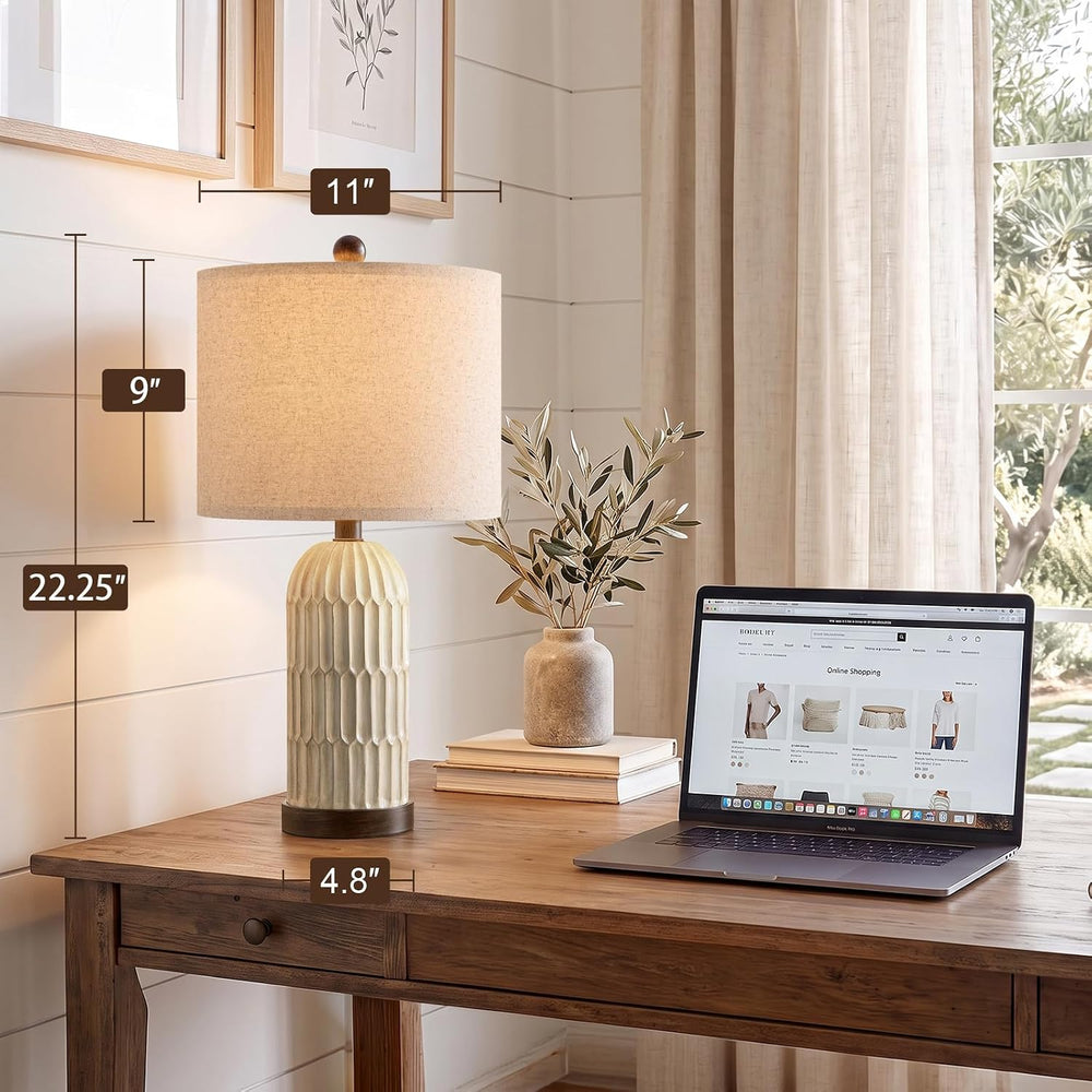 OYEARS 22" Farmhouse Table Lamps Set of 2, Bedside Lamps for Night Stands