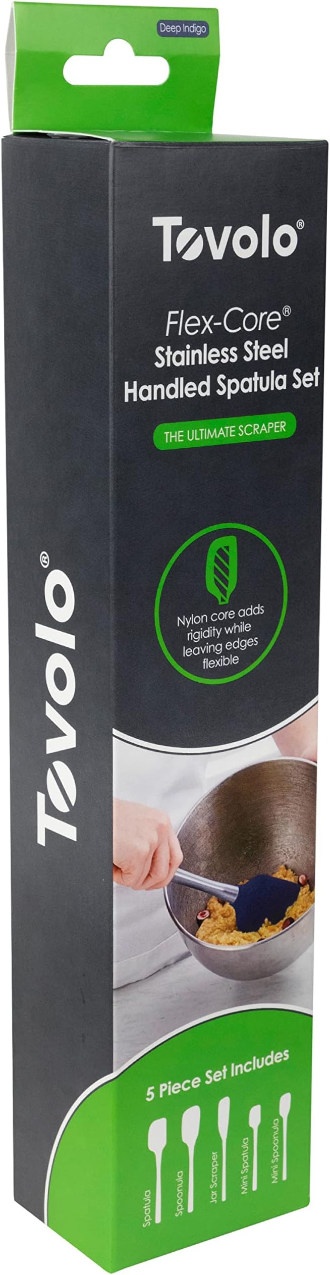 Tovolo Stainless Steel Handled Silicone Spatula Set of 5 Deep Indigo, - Image 4