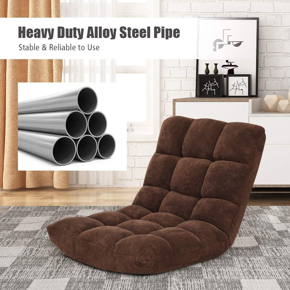 S AFSTAR Cushioned Floor Chair, 14-Position Adjustable Padded Lazy Recliner w...
