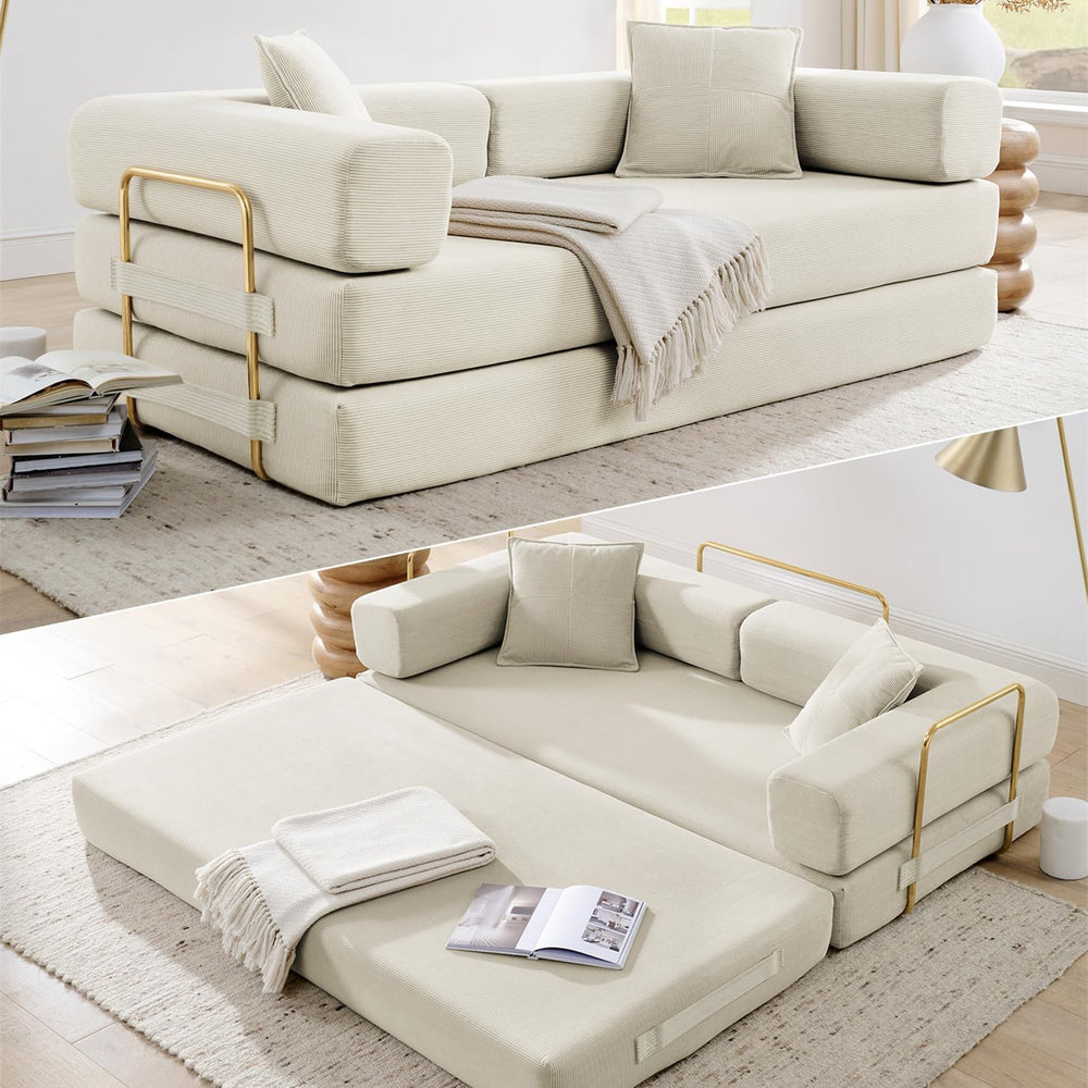 HANXIN 78'' Futon Sleeper Sofa Bed, Boneless Couch for Living Room, B...