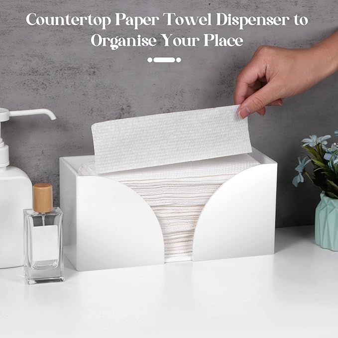 2PCS White Paper Towel Dispenser Countertop, AcrylicPaper Towel Holder - Image 2
