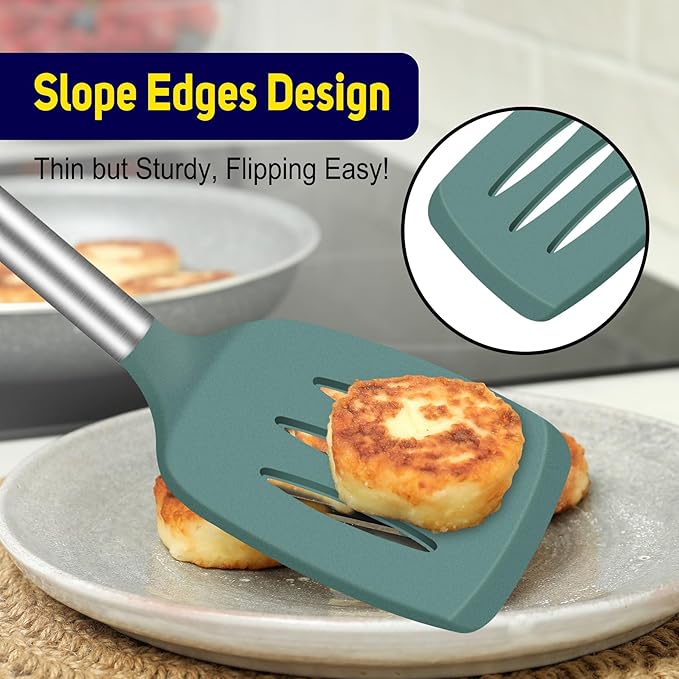 HOTEC Silicone Spatula Set of 2 Heat-Resistant 600F & BPA-Free Kitchen Spatula - Image 5