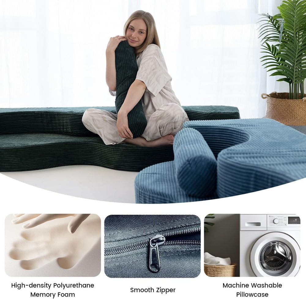 75" Folding Sofa Bed Convertible Futon, Twin Size Sleeper Couch, Washabl...