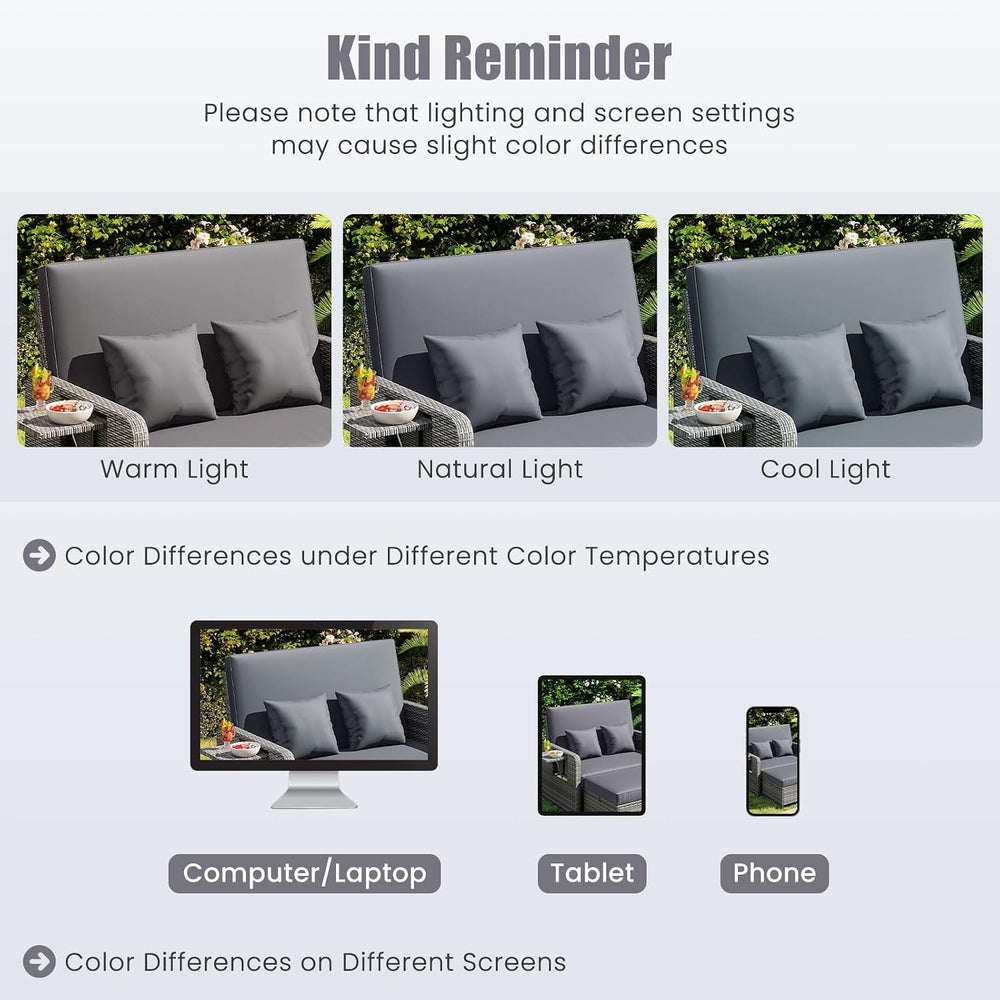 Moccha Outdoor Daybed, Wicker Loveseat Sofa Set with 4-Postion Adjustable Bac...