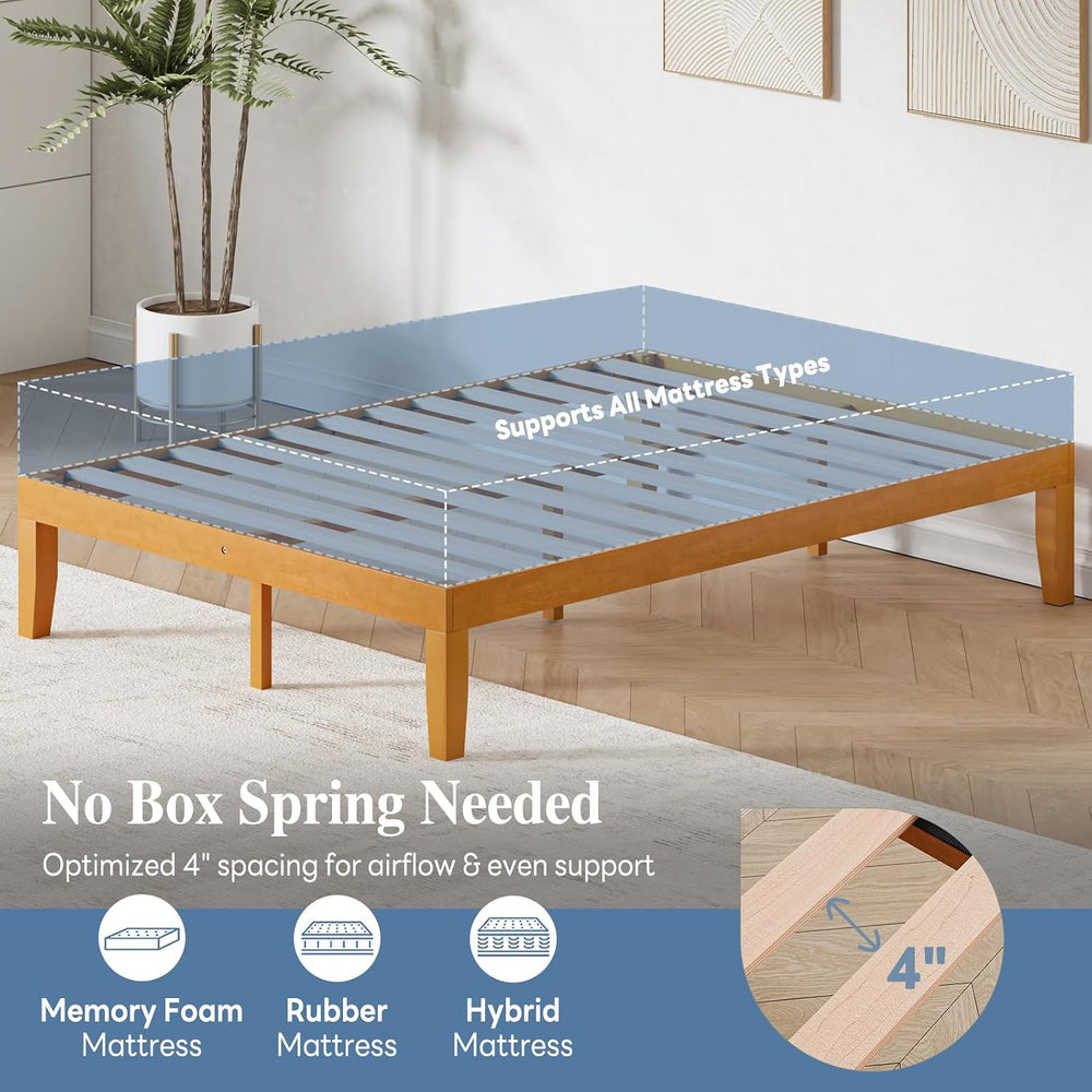 OLIXIS 12 Inch Full Size Bed Frame, Wooden Platform Bed, Underbed Storage