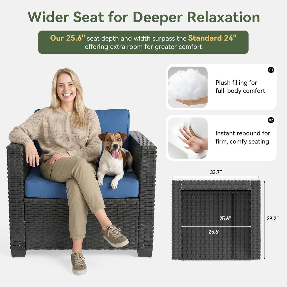 Aoxun 1 Piece Loveseats Patio Furniture Set, Wicker Outdoor Furniture Convers...