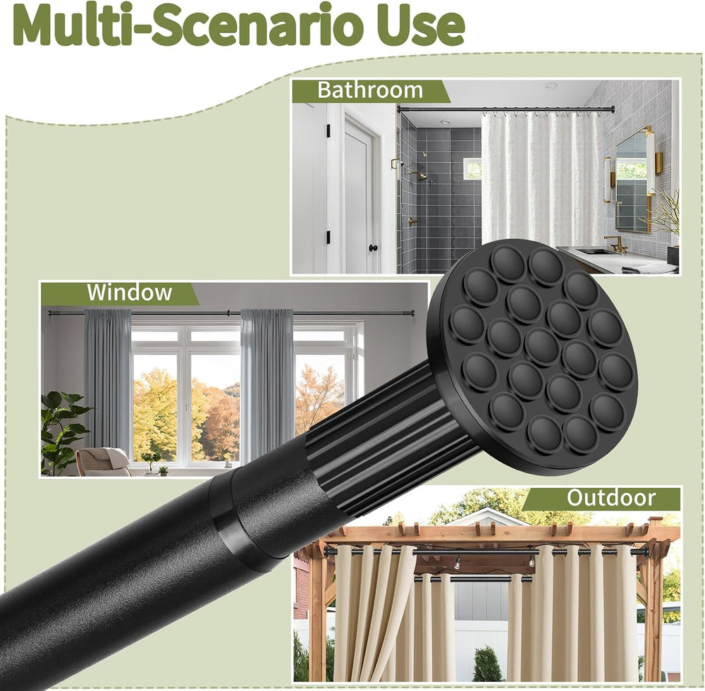 Tension Curtain Rod 51-165In(4.25-13.75Ft), Extra Long Outdoor Curtain Rod No...