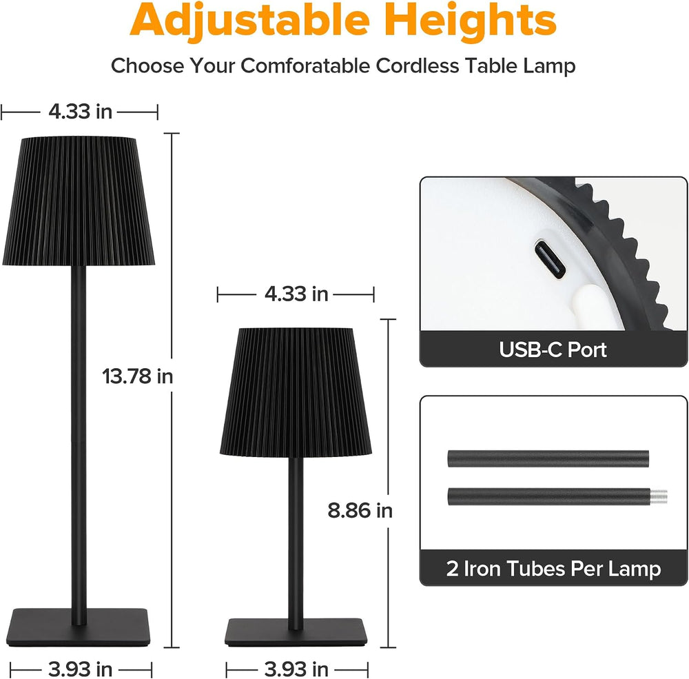 LUTEC 4 Pack Cordless Table Lamp,6000mAh Rechargeable Battery Operated Desk L...