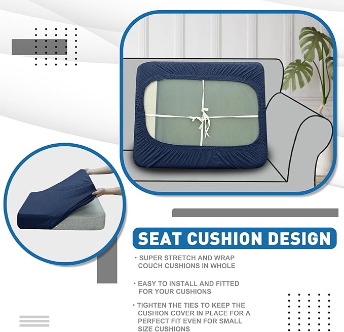XINEAGE Large Couch Cushion Covers Seat Cushion Cover Thick Stretch Sofa - Image 6