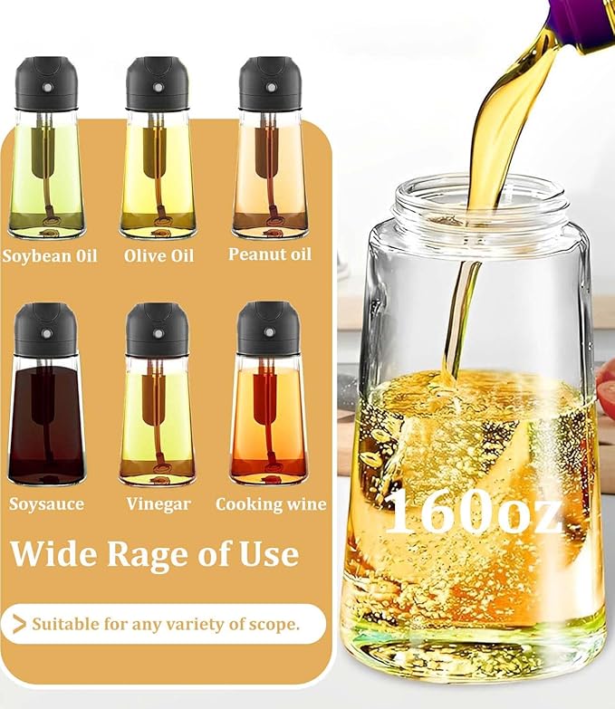 Oil Sprayer for Cooking 2 in 1 Olive Dispenser Bottle 16oz/470ml Kitchen - Image 5