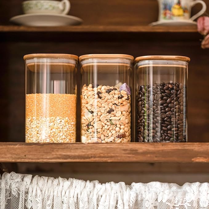 Glass Food Storage Jars 37 oz Set of 6, Glass Storage Containers Clear Glass - Image 4