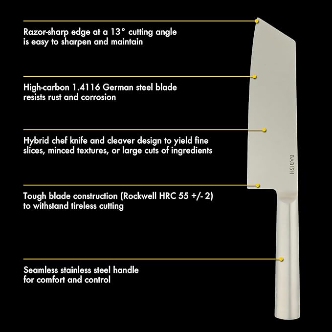 Babish 7.5-Inch Clef Knife – High-Carbon 1.4116 German Steel Kitchen Knife - Image 3