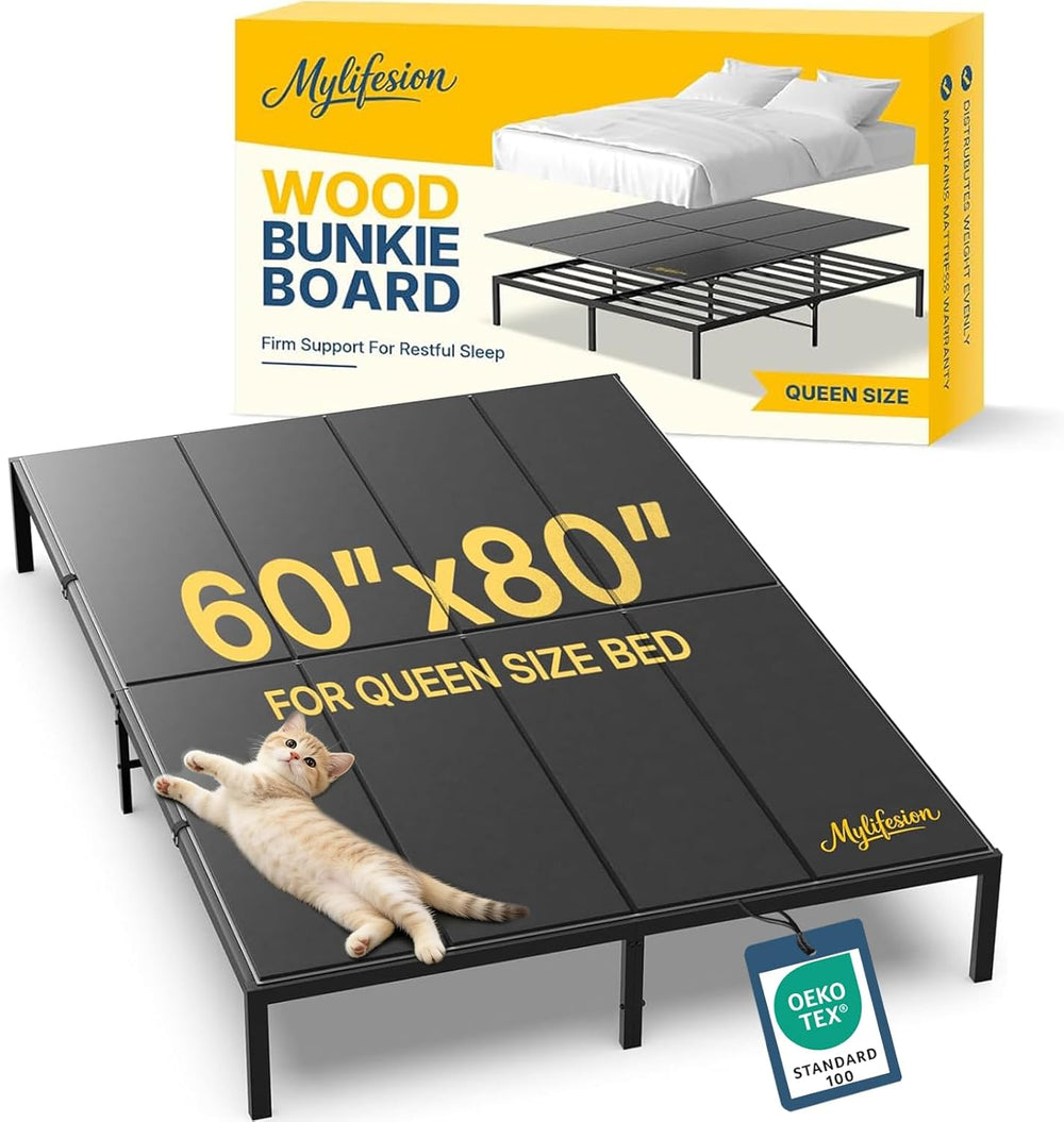 Bunkie Board Queen Size (60x80''), Wood Bed Support Board, Anti-Slip
