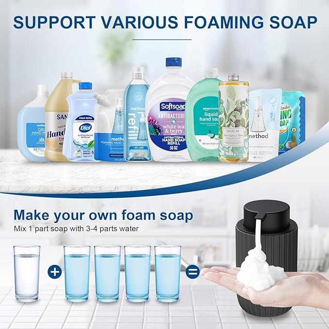 Ceramic Foaming Soap Dispenser, 12 oz Bathroom Foam Hand Soap Dispenser - Image 5